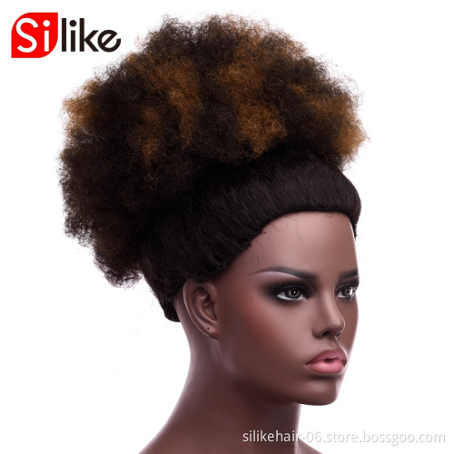 Chignon hairpiececlip in Bun hair for black women Hot style Synthetic Afro Afro puff Short Ponytail Kinky Curly Buns cheap hair